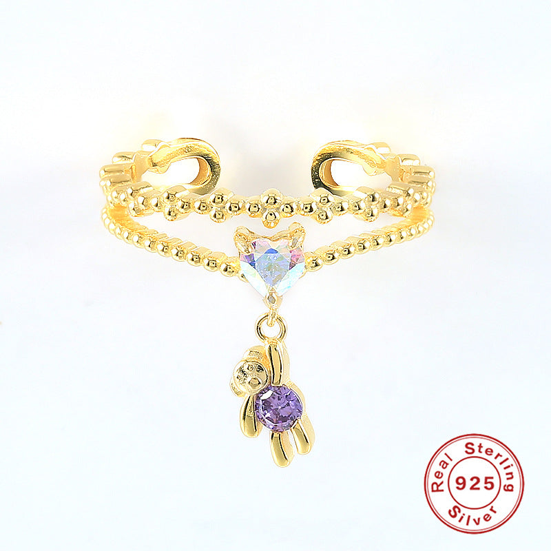 Anillos De Flor De Corazón De Plata Esterlina al por mayor